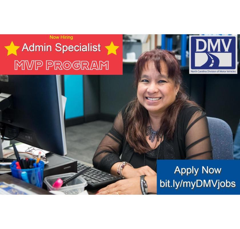 DMV MVP Administrative Specialist - 2 Openings!