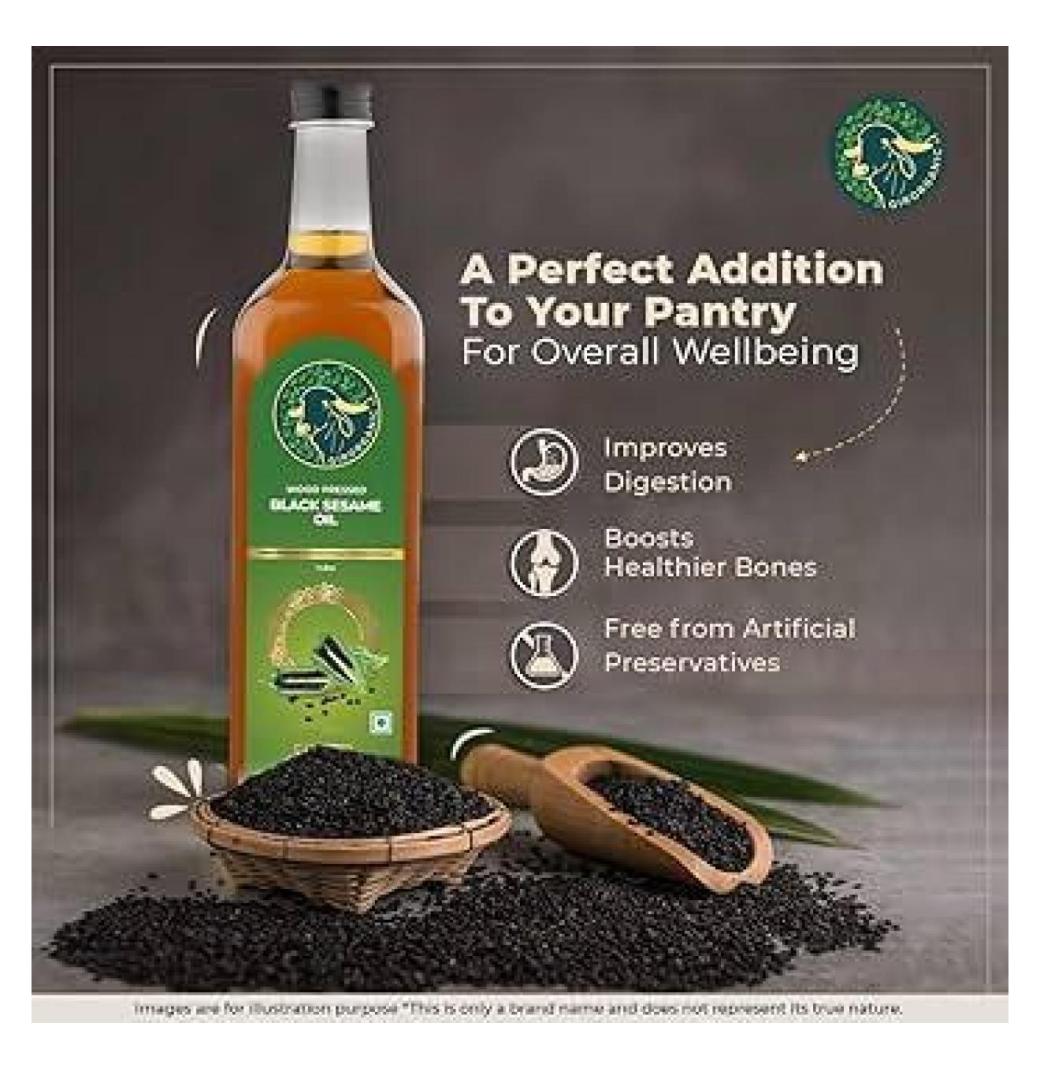 Pure Organic Black Sesame Oil – Cold Pressed | For Hair, Skin, Massage & Cooking – 100% Natural