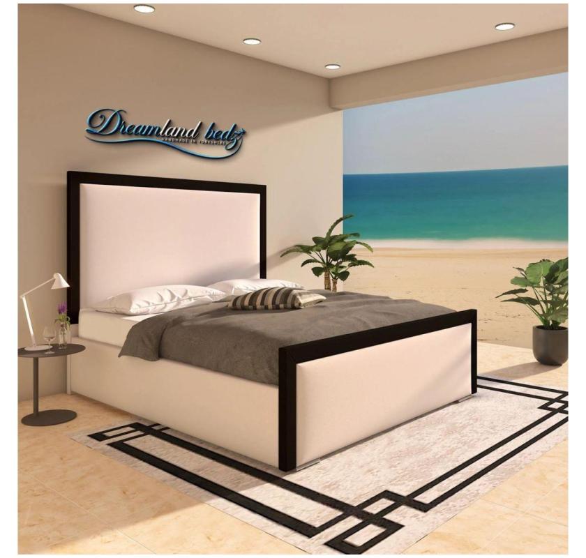 2025 Washington Bed Frame With Black Plush and Cream Plush fabric