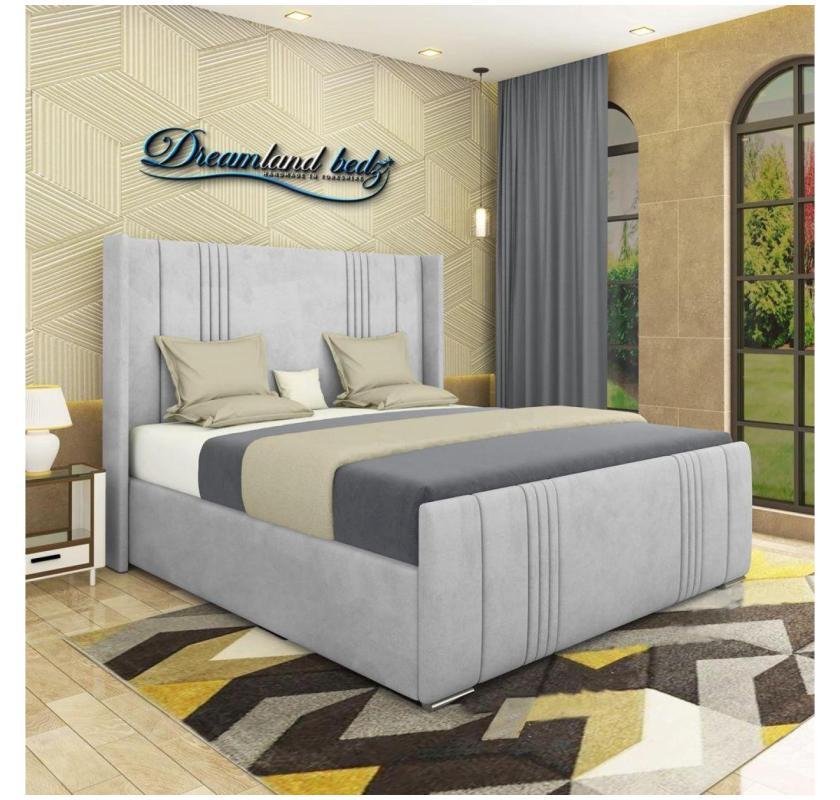 2025 Manhattan Wingback Bed Frame In Plush Silver