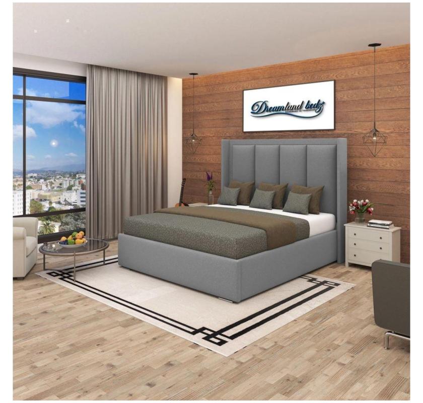 2025 Columbia Wingback Bed Frame in Grey Plush { Optional ottoman storage }
