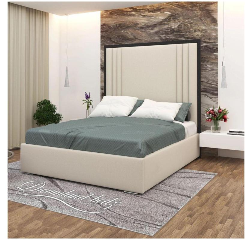 2025 Ibiza Black Trim Bed Frame With Black Plush and Cream Plush fabric