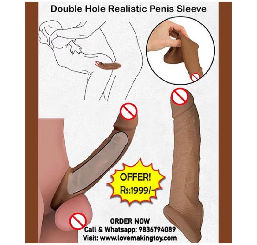 Double Hole Realistic Penis Sleeve Offer Price Rs1999 Call 9836794089