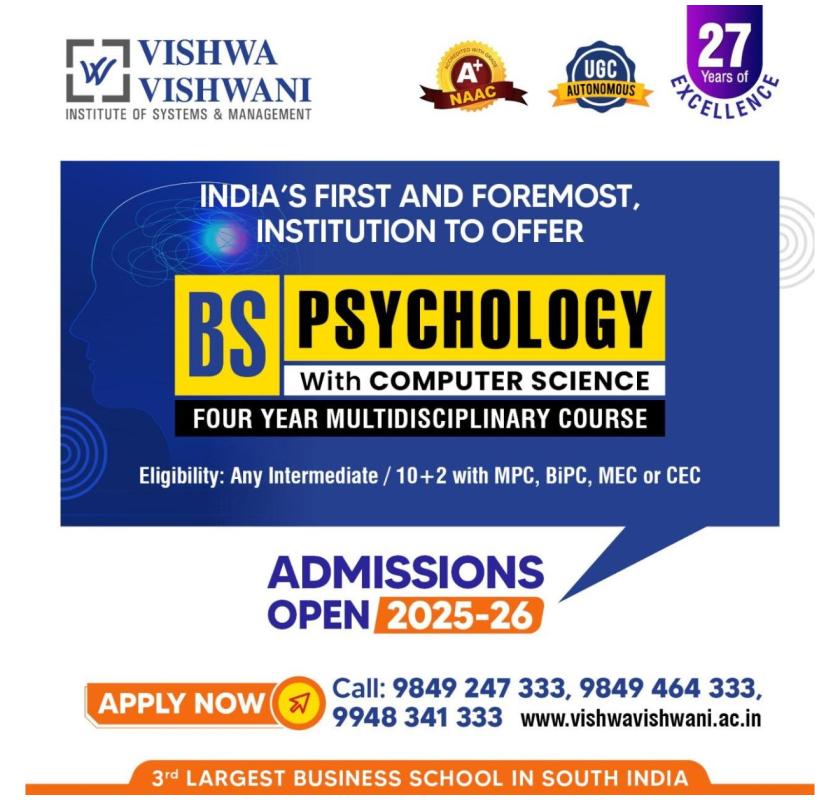 BSc Psychology Colleges in India | VVISM