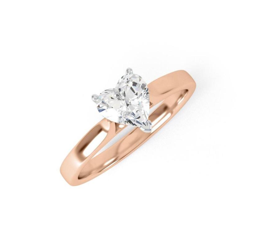 AMBER | Heart shape knife edge Straight edge Solitaire Engagement Ring